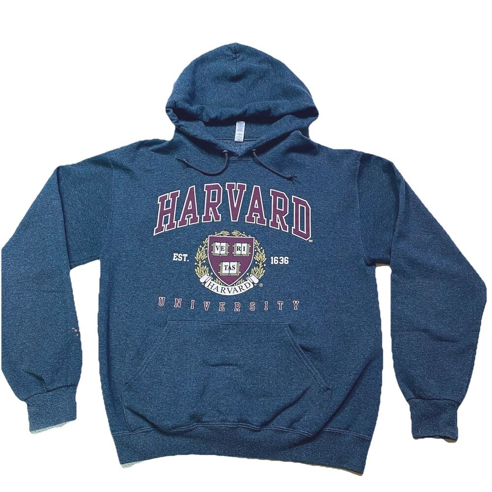 Harvard University Charcoal Gray Crimson Long Sleeve Hoodie‎ Unisex Medium